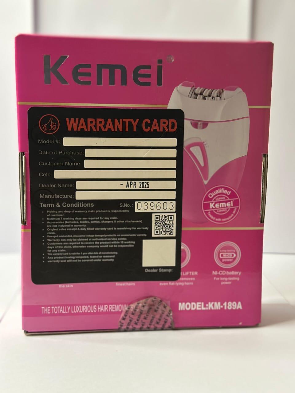 LADIES EPILATOR  KM-189 PAIN LESS HAIR REMOVER